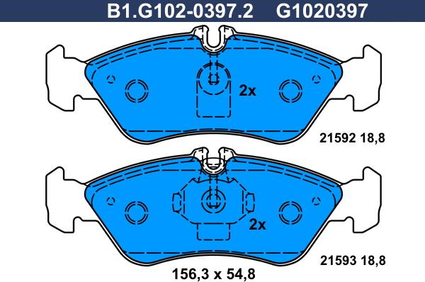 Galfer B1.G102-0397.2 - Гальмівні колодки, дискові гальма autozip.com.ua