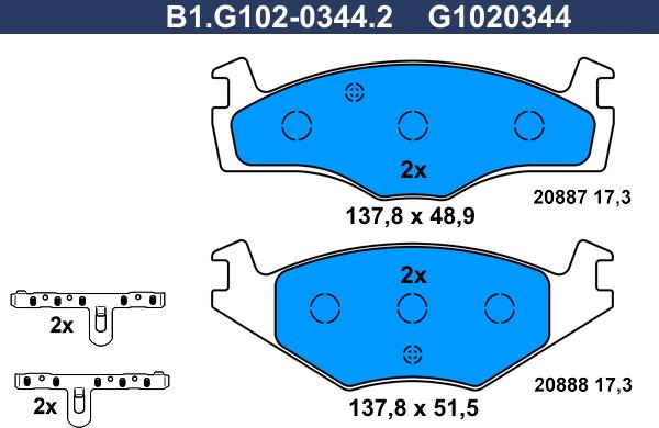 Galfer B1.G102-0344.2 - Гальмівні колодки, дискові гальма autozip.com.ua