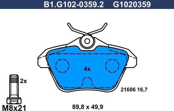 Galfer B1.G102-0359.2 - Гальмівні колодки, дискові гальма autozip.com.ua