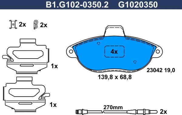 Galfer B1.G102-0350.2 - Гальмівні колодки, дискові гальма autozip.com.ua