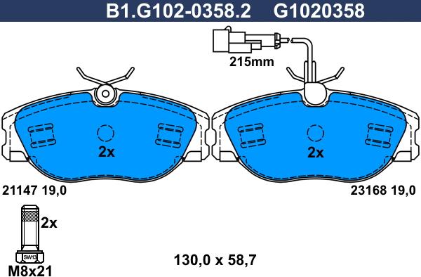 Galfer B1.G102-0358.2 - Гальмівні колодки, дискові гальма autozip.com.ua