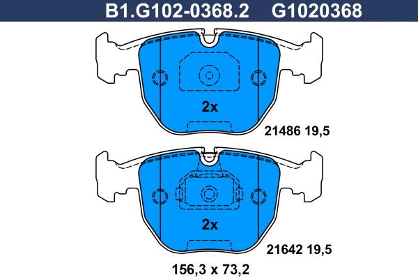 Galfer B1.G102-0368.2 - Гальмівні колодки, дискові гальма autozip.com.ua