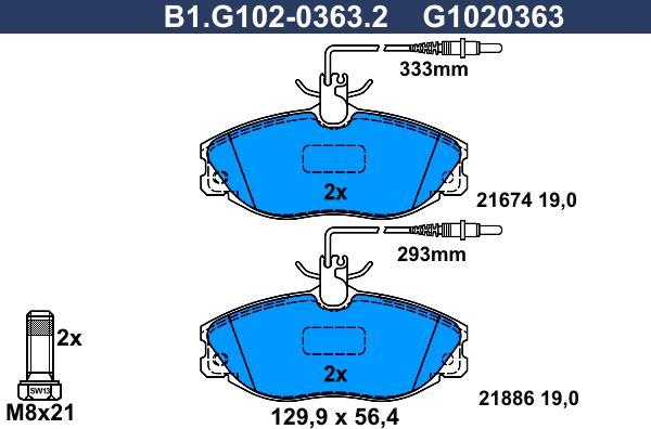 Galfer B1.G102-0363.2 - Гальмівні колодки, дискові гальма autozip.com.ua