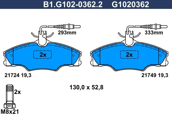 Galfer B1.G102-0362.2 - Гальмівні колодки, дискові гальма autozip.com.ua