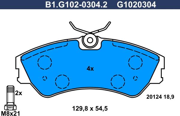 Galfer B1.G102-0304.2 - Гальмівні колодки, дискові гальма autozip.com.ua