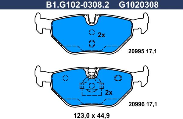 Galfer B1.G102-0308.2 - Гальмівні колодки, дискові гальма autozip.com.ua