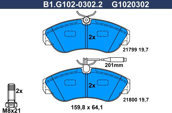 Galfer B1.G102-0302.2 - Гальмівні колодки, дискові гальма autozip.com.ua