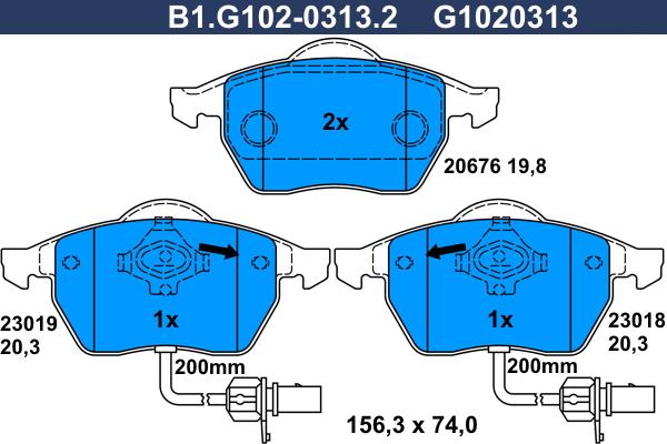 Galfer B1.G102-0313.2 - Гальмівні колодки, дискові гальма autozip.com.ua