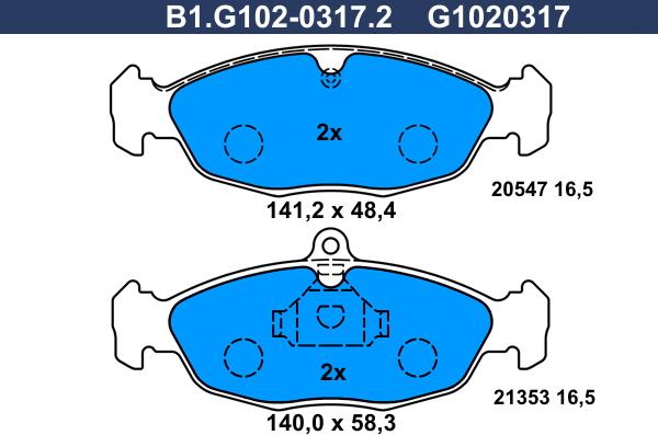 Galfer B1.G102-0317.2 - Гальмівні колодки, дискові гальма autozip.com.ua