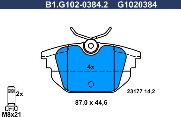 Galfer B1.G102-0384.2 - Гальмівні колодки, дискові гальма autozip.com.ua
