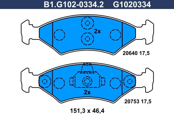 Galfer B1.G102-0334.2 - Гальмівні колодки, дискові гальма autozip.com.ua