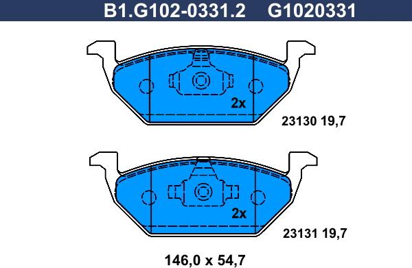 Galfer B1.G102-0331.2 - Гальмівні колодки, дискові гальма autozip.com.ua