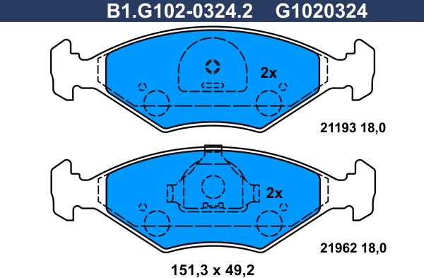 Galfer B1.G102-0324.2 - Гальмівні колодки, дискові гальма autozip.com.ua