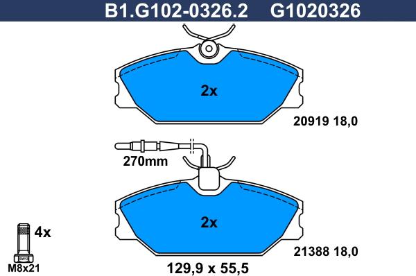 Galfer B1.G102-0326.2 - Гальмівні колодки, дискові гальма autozip.com.ua