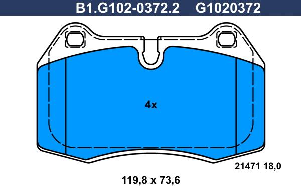 Galfer B1.G102-0372.2 - Гальмівні колодки, дискові гальма autozip.com.ua