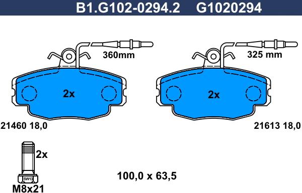 Galfer B1.G102-0294.2 - Гальмівні колодки, дискові гальма autozip.com.ua