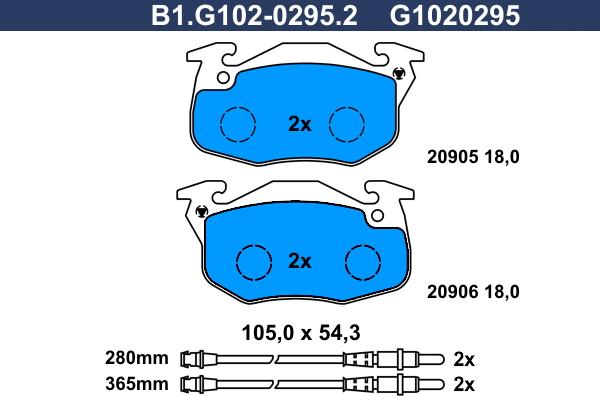 Galfer B1.G102-0295.2 - Гальмівні колодки, дискові гальма autozip.com.ua