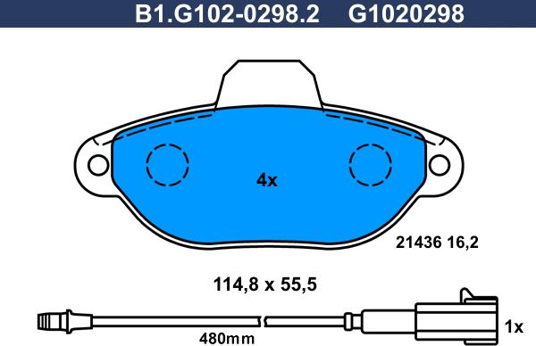 Galfer B1.G102-0298.2 - Гальмівні колодки, дискові гальма autozip.com.ua
