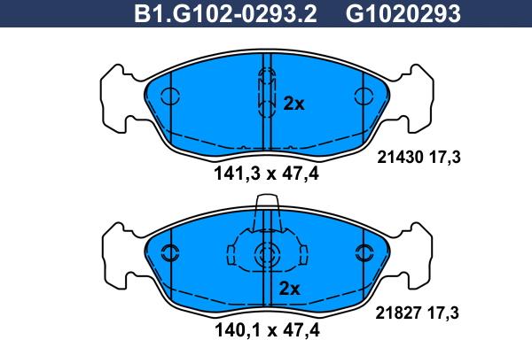 Galfer B1.G102-0293.2 - Гальмівні колодки, дискові гальма autozip.com.ua