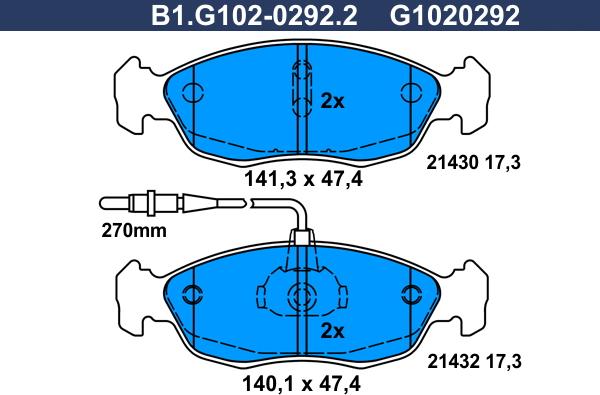 Galfer B1.G102-0292.2 - Гальмівні колодки, дискові гальма autozip.com.ua