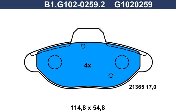 Galfer B1.G102-0259.2 - Гальмівні колодки, дискові гальма autozip.com.ua