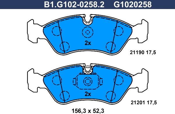 Galfer B1.G102-0258.2 - Гальмівні колодки, дискові гальма autozip.com.ua