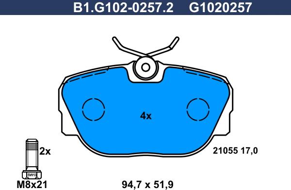 Galfer B1.G102-0257.2 - Гальмівні колодки, дискові гальма autozip.com.ua