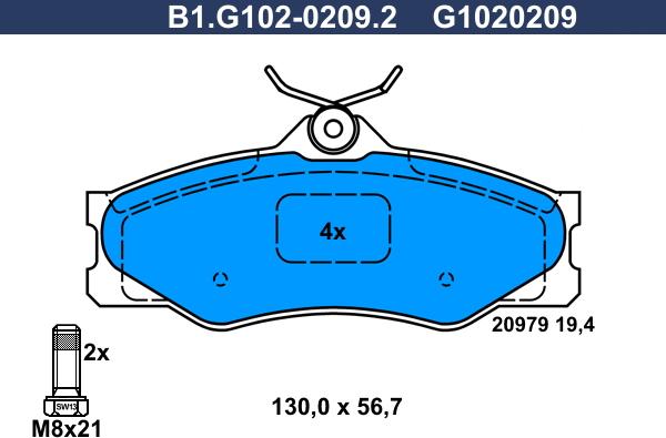 Galfer B1.G102-0209.2 - Гальмівні колодки, дискові гальма autozip.com.ua