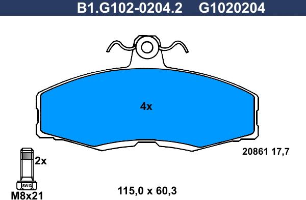Galfer B1.G102-0204.2 - Гальмівні колодки, дискові гальма autozip.com.ua
