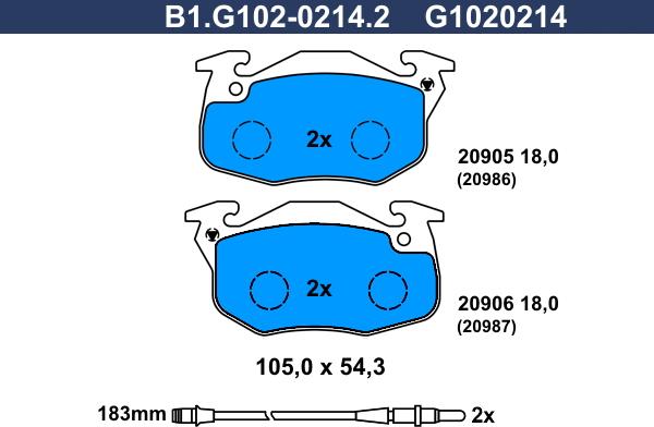 Galfer B1.G102-0214.2 - Гальмівні колодки, дискові гальма autozip.com.ua