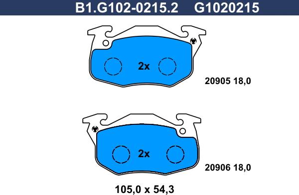 Galfer B1.G102-0215.2 - Гальмівні колодки, дискові гальма autozip.com.ua