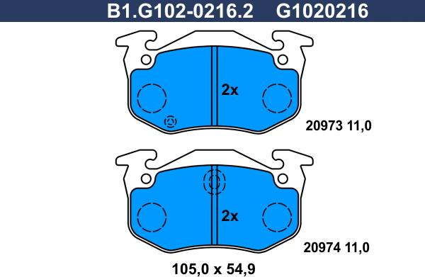 Galfer B1.G102-0216.2 - Гальмівні колодки, дискові гальма autozip.com.ua