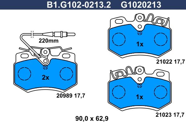 Galfer B1.G102-0213.2 - Гальмівні колодки, дискові гальма autozip.com.ua