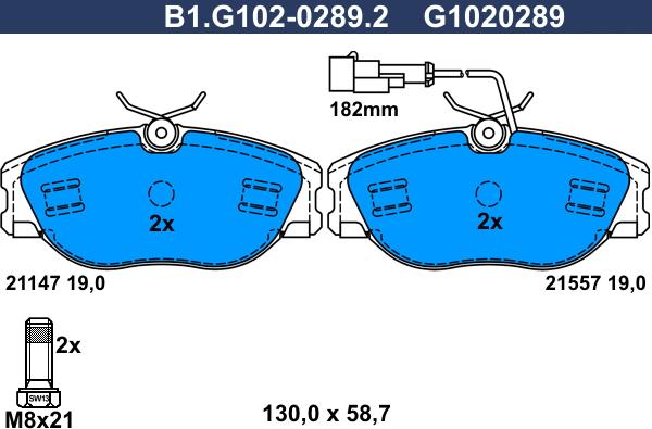 Galfer B1.G102-0289.2 - Гальмівні колодки, дискові гальма autozip.com.ua