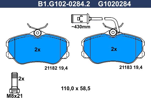 Galfer B1.G102-0284.2 - Гальмівні колодки, дискові гальма autozip.com.ua