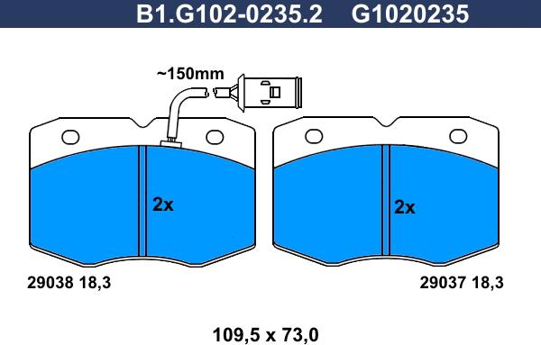 Galfer B1.G102-0235.2 - Гальмівні колодки, дискові гальма autozip.com.ua