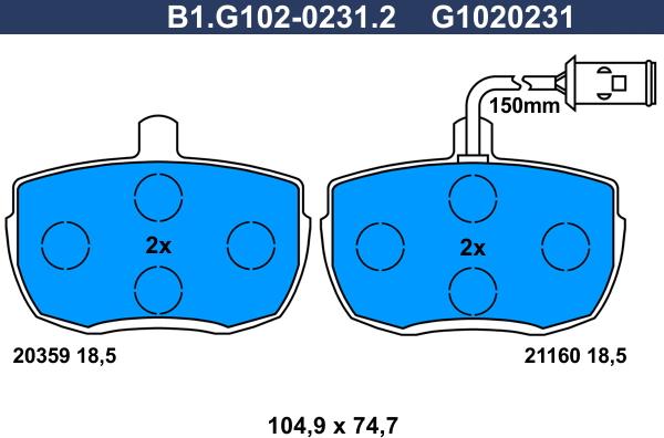 Galfer B1.G102-0231.2 - Гальмівні колодки, дискові гальма autozip.com.ua