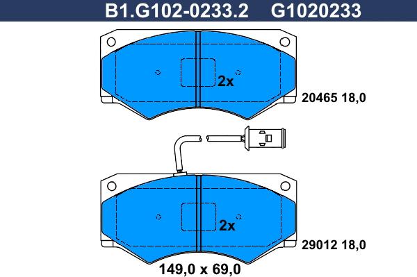 Galfer B1.G102-0233.2 - Гальмівні колодки, дискові гальма autozip.com.ua