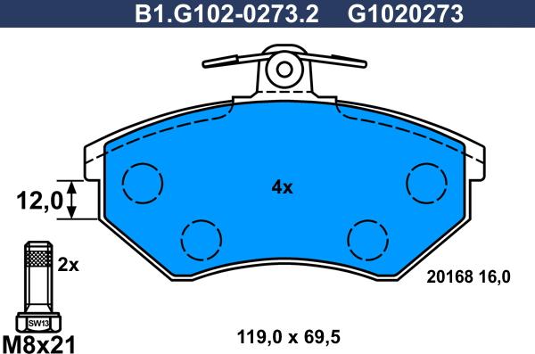 Galfer B1.G102-0273.2 - Гальмівні колодки, дискові гальма autozip.com.ua