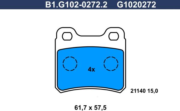 Galfer B1.G102-0272.2 - Гальмівні колодки, дискові гальма autozip.com.ua