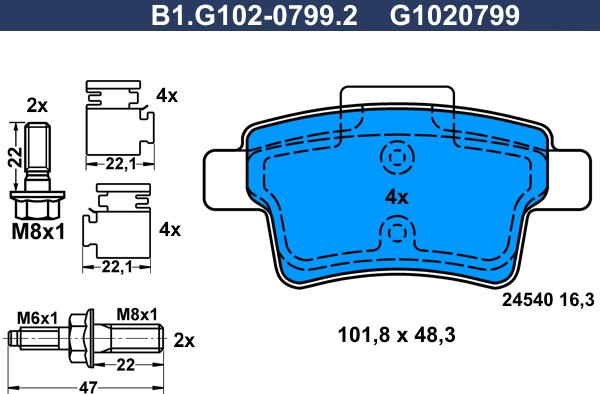 Galfer B1.G102-0799.2 - Гальмівні колодки, дискові гальма autozip.com.ua