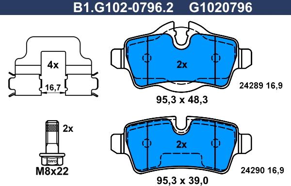 Galfer B1.G102-0796.2 - Гальмівні колодки, дискові гальма autozip.com.ua