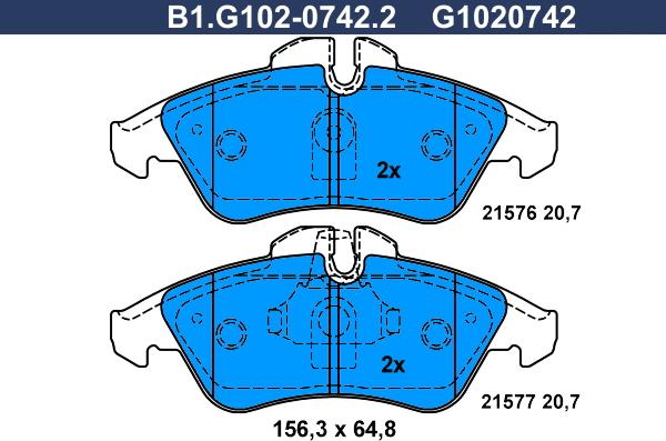 Galfer B1.G102-0742.2 - Гальмівні колодки, дискові гальма autozip.com.ua