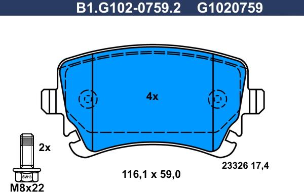 Galfer B1.G102-0759.2 - Гальмівні колодки, дискові гальма autozip.com.ua