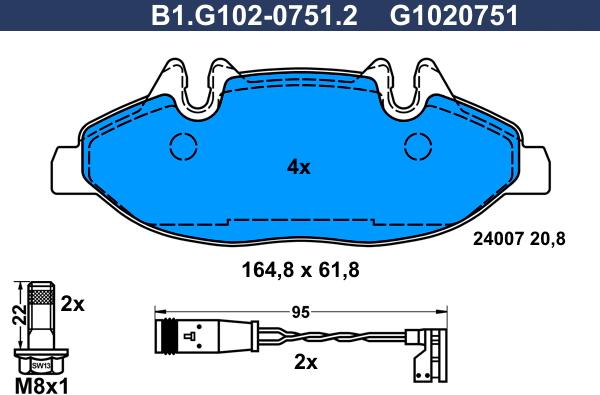 Galfer B1.G102-0751.2 - Гальмівні колодки, дискові гальма autozip.com.ua