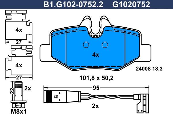 Galfer B1.G102-0752.2 - Гальмівні колодки, дискові гальма autozip.com.ua