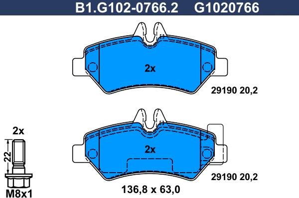 Galfer B1.G102-0766.2 - Гальмівні колодки, дискові гальма autozip.com.ua