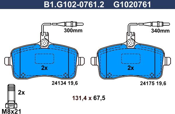 Galfer B1.G102-0761.2 - Гальмівні колодки, дискові гальма autozip.com.ua