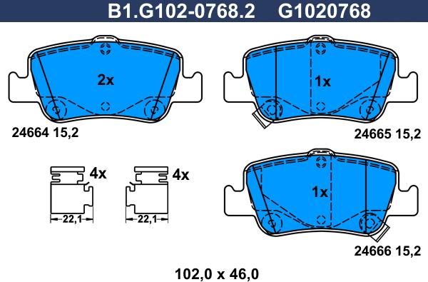 Galfer B1.G102-0768.2 - Гальмівні колодки, дискові гальма autozip.com.ua