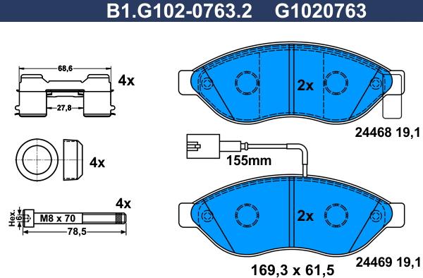 Galfer B1.G102-0763.2 - Гальмівні колодки, дискові гальма autozip.com.ua